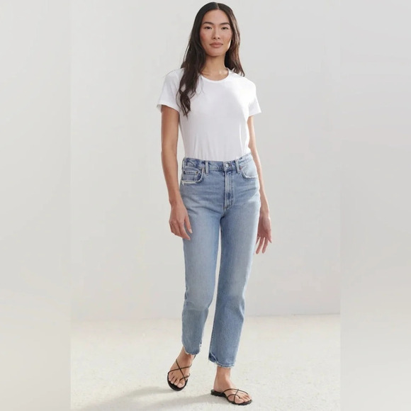 NWT AGOLDE High-Rise Stovepipe Jean Women’s 33 Classic Straight Leg Light Wash‎ - Picture 2 of 11